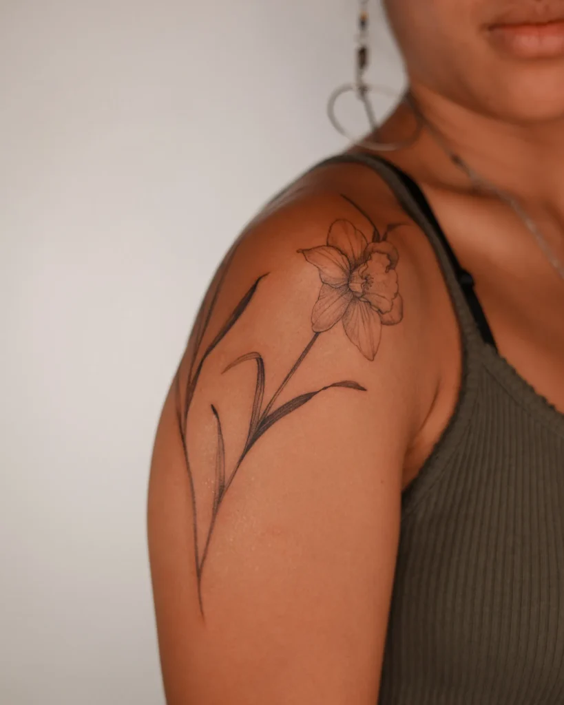 fine line floral tattoo 2